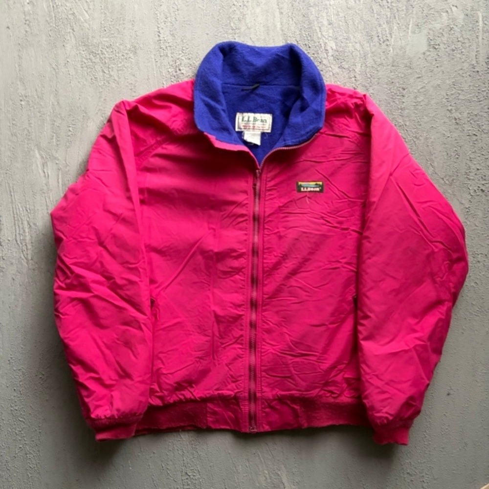 Vintage LL Bean Warm-up Jacket Women's XL Pink 1990s Fleece Lined